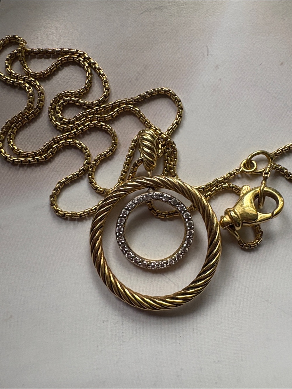 David Yurman Gold Diamond Mobile Circle Necklace